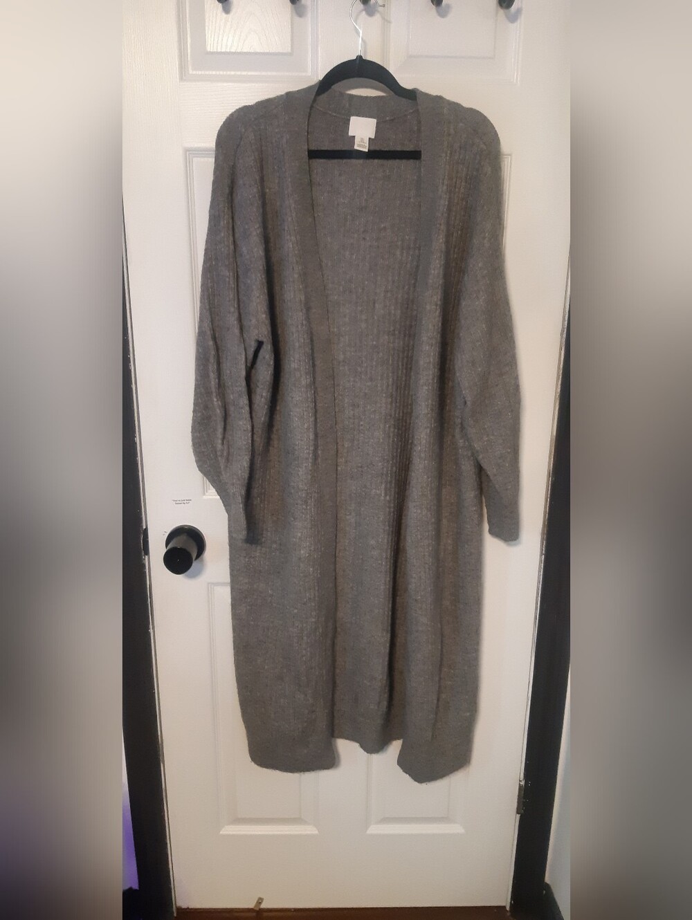 H&M Gray Longline Ribbed Women's Cardigan